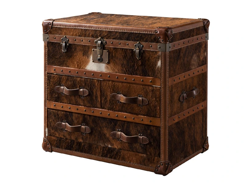 Pony Skin Leather Chest with Drawers 1