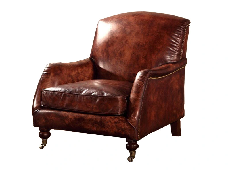 Roll Arm Vintage Leather Club Chair 1