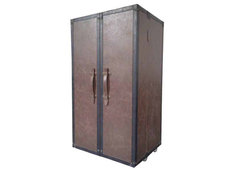 Vintage Brown Top Cow Leather Wine Cabinet 1
