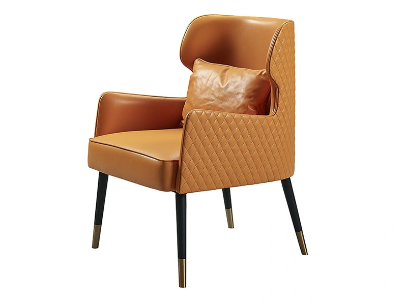 Modern Leather Lounge Chair with Diamond Stitching Cover 1