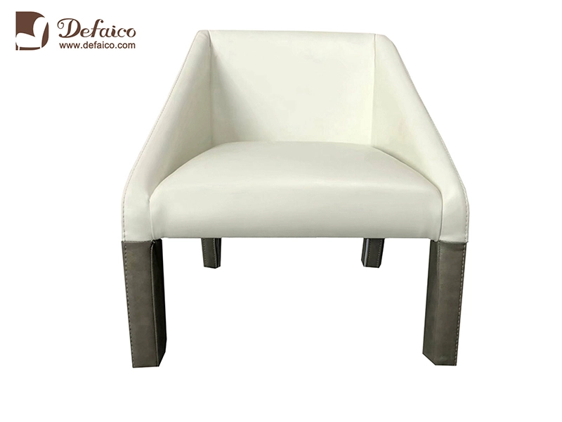 Luxury White Lounge Single Modern Leather Slipper Chair For Living Room 1