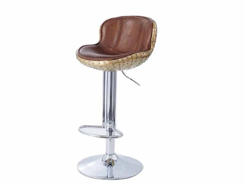 Copper Cover Antique Leather Bar Stool 1