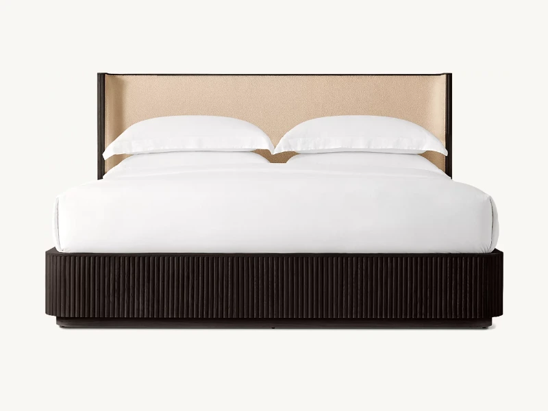 Wholesale Bedroom European White Oak Soft Bed Faddish Striated King Wooden Bed 1