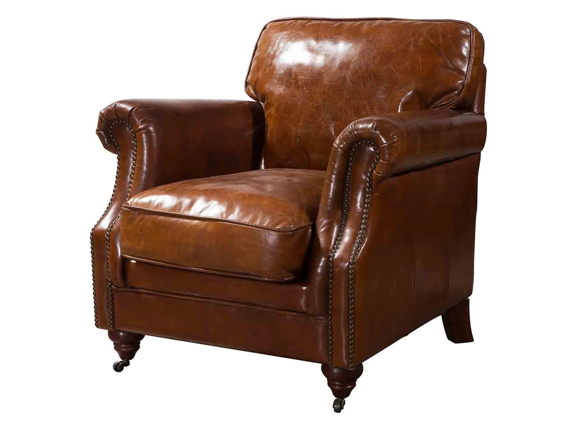 Riveted Antique Leather Sofa 1S 1