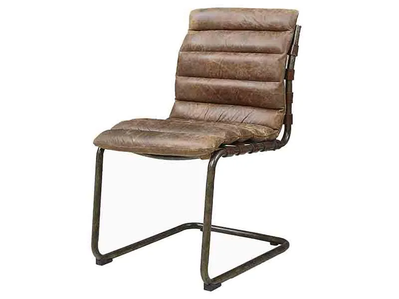 Tubular Base Antique Leather Chair 1