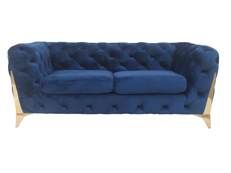 Leisure Hotel Navy Blue Velvet Tufted Sofa Set 1