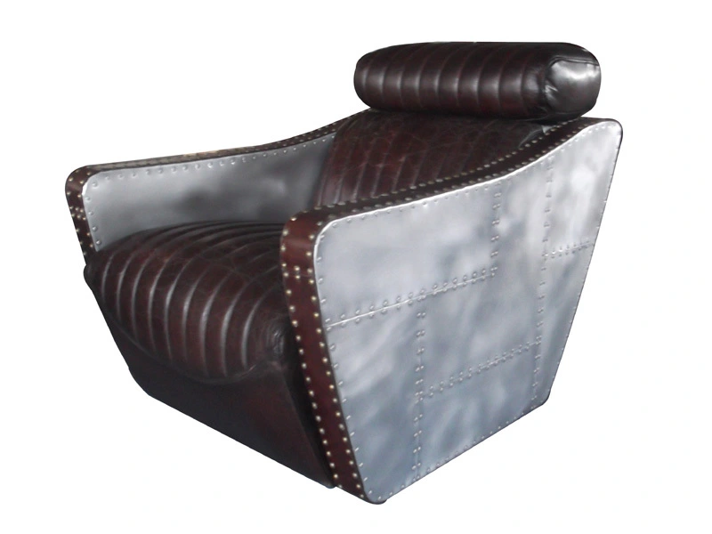 Aluminium Cover Vintage Leather Armchair 1