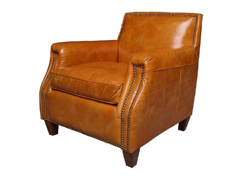 Grain Leather Chair with Rivets 1