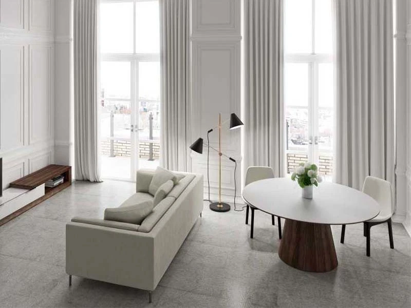 Brown Wooden Dining Table High Gloss White Lacquer with Clear Glass Top Round Dining Table 1