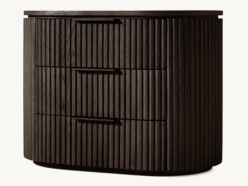 Defaico Hot Sale Striated Nightstand  Custom Colors Nightstand with 3 Drawers 1