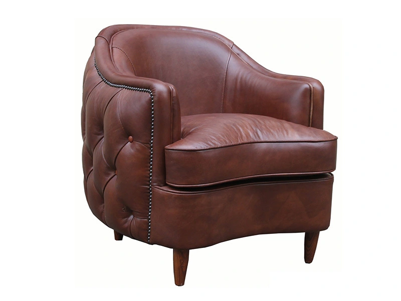 Antique Brown Leather Club Chair For Sale 1