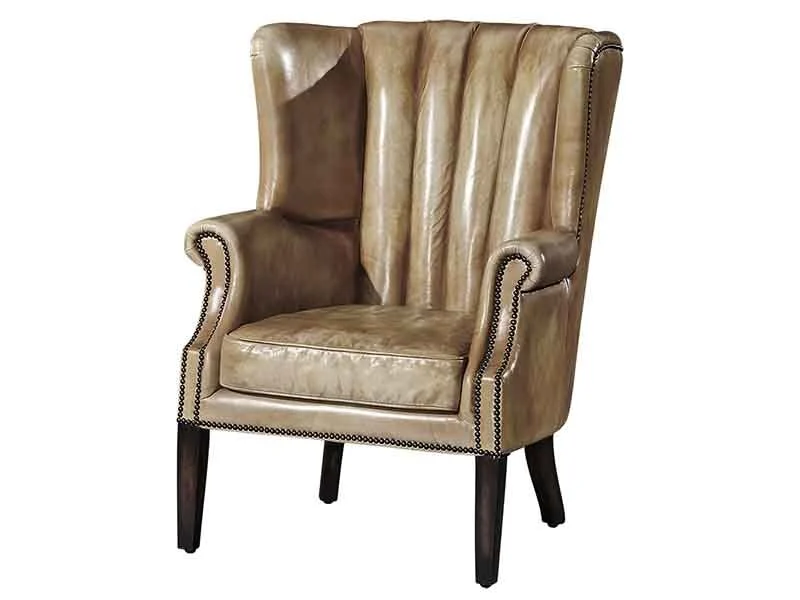 High Back Wing Antique Leather Sofa Chair 1