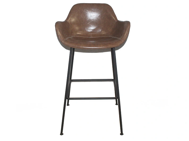 Antique Leather Rustic Industrial Bar Stool Chair 1