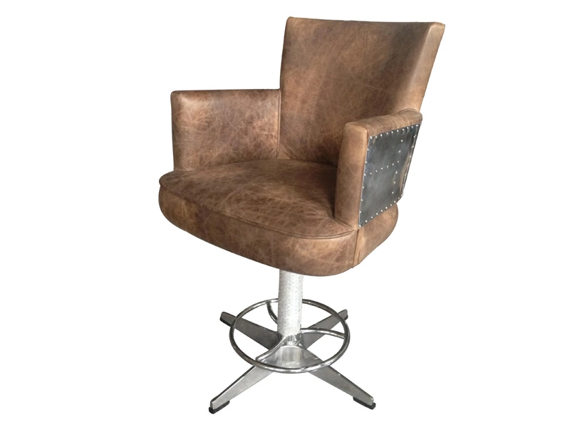Swivel Aviator Antique Leather Bar Chair 1