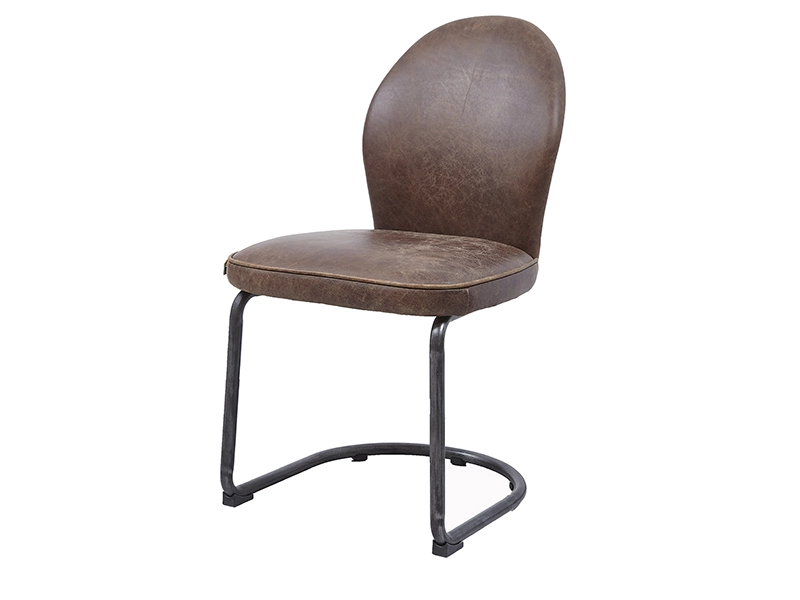 Iron Tubular Base Real Cow Leather Chair 1