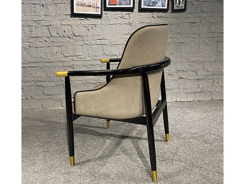 Modern Luxury Velvet Fabric Metal Leg Restaurant Wood Genuine Leather Dining Chair 1