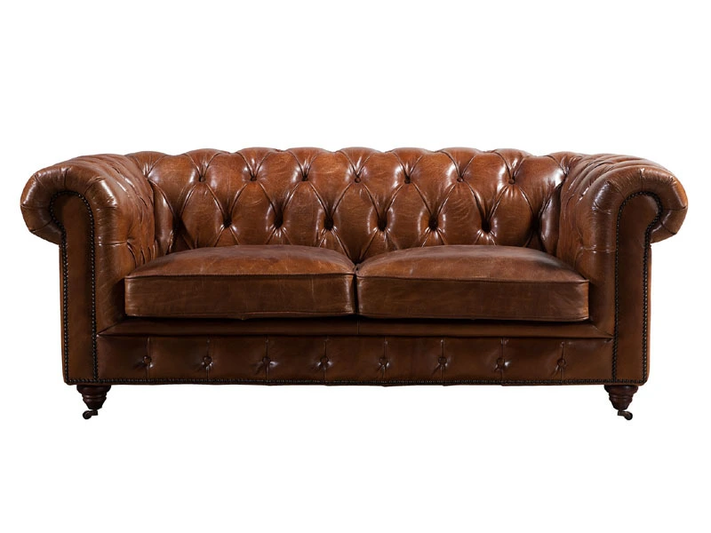 Chesterfield 2S Vintage Leather Button Back Sofa 1