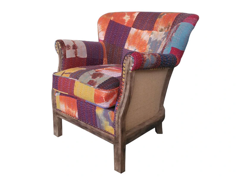 Architecture Frame Patchwork Fabric Armchair 1