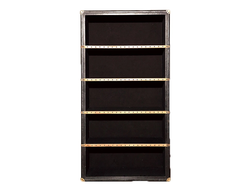 Vintage Black Leather Single Bookshelf 1
