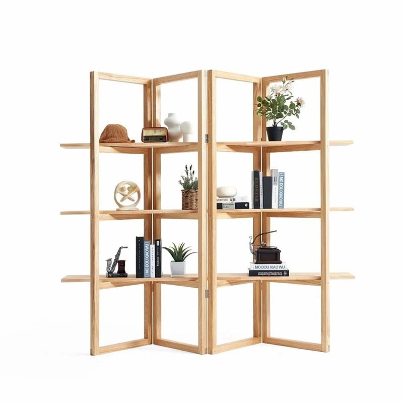 Modern Natural Wooden Shelf with A Sense of Design Bookcase and Room Divider Storage Shelves 1