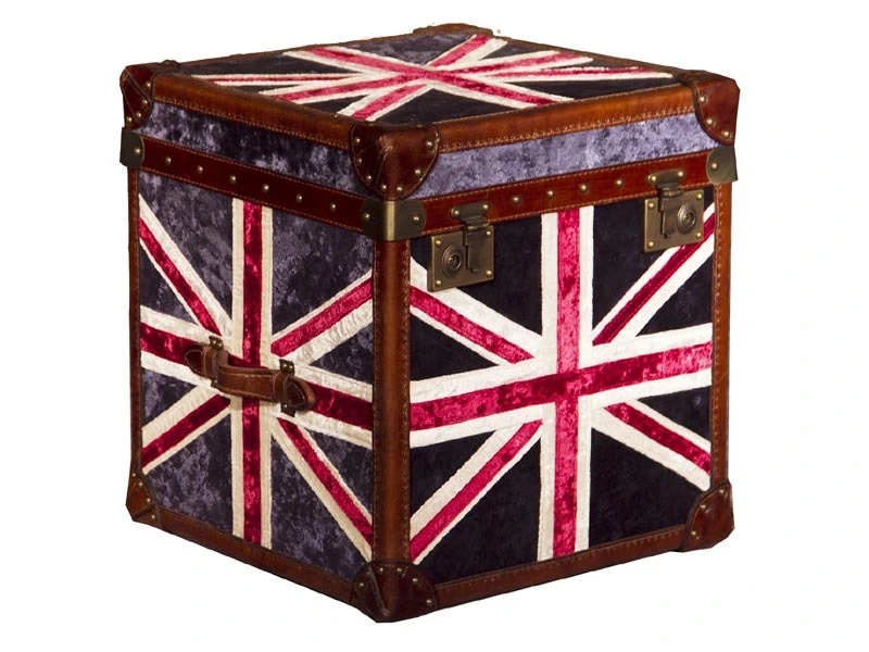 Vintage Fabric Union Jack Cube Trunk 1