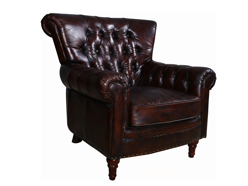 American Retro Leather Chesterfield Chair For Sale 1