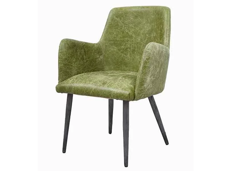 Distressed Green Leather Chair 1