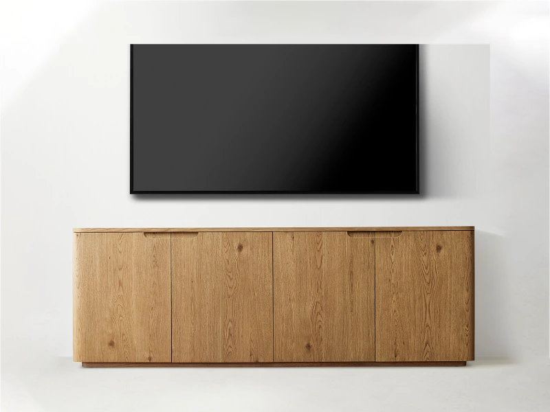 Wholesale Madero Wide Oak Wooden Double TV Side New Style Large Capacity Media Consle TV Side1 1