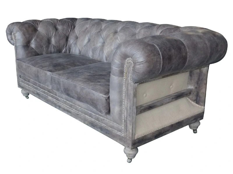 Architecture Back Antique Real Leather Chesterfield Sofa 1