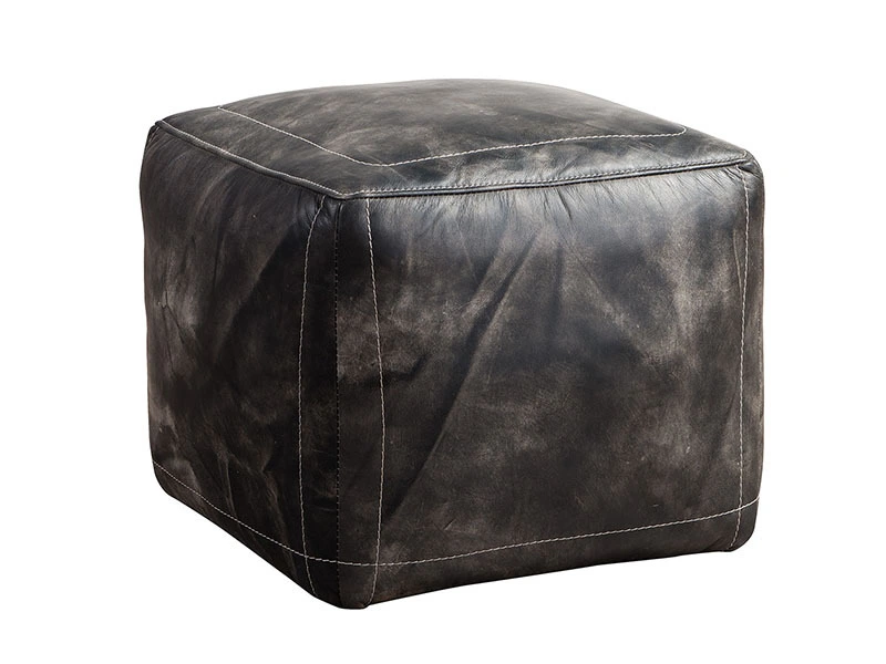 Vintage Cube Leather Ottoman 1