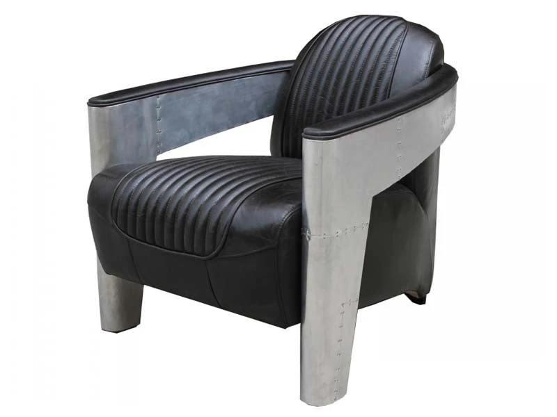 Aluminium and Antique Leather Tomcat Armchair 1