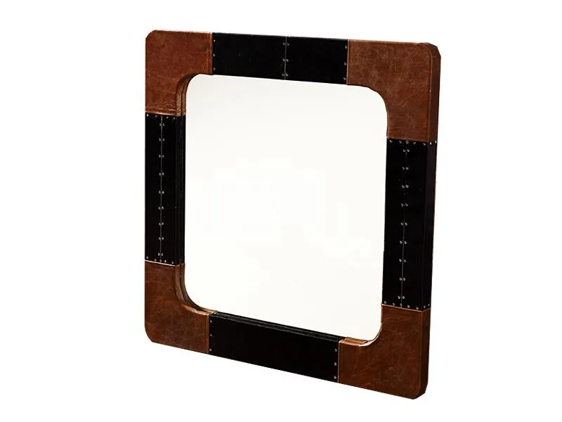 Vintage Leather Rectangular Mirror 1