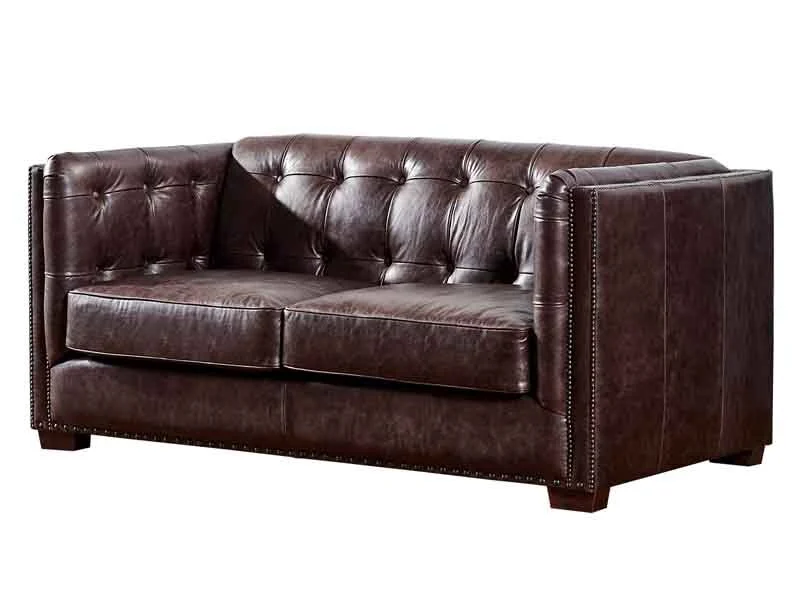 Tufted Back Antique Leather Sofa 2S 1