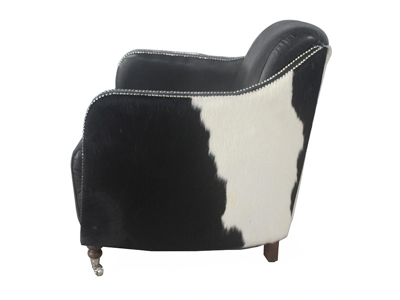 Vintage Leather Seat Pony Hide Lounge Chair 1