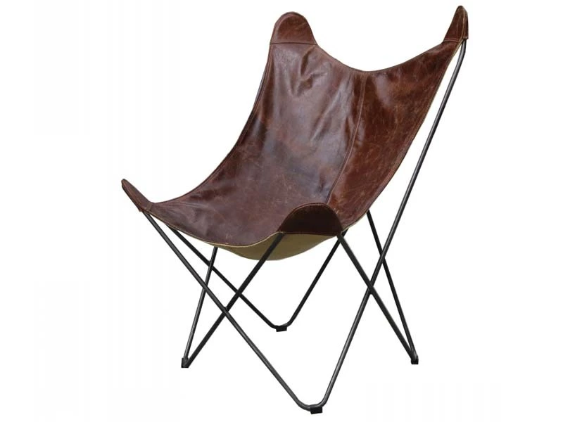 Top Grain Vintage Hand-stitched Leather with Tubular Iron Frame 1