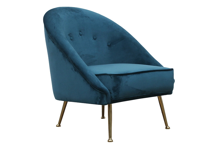 Luxury Golden Leg Shell Blue Velvet Chair 1
