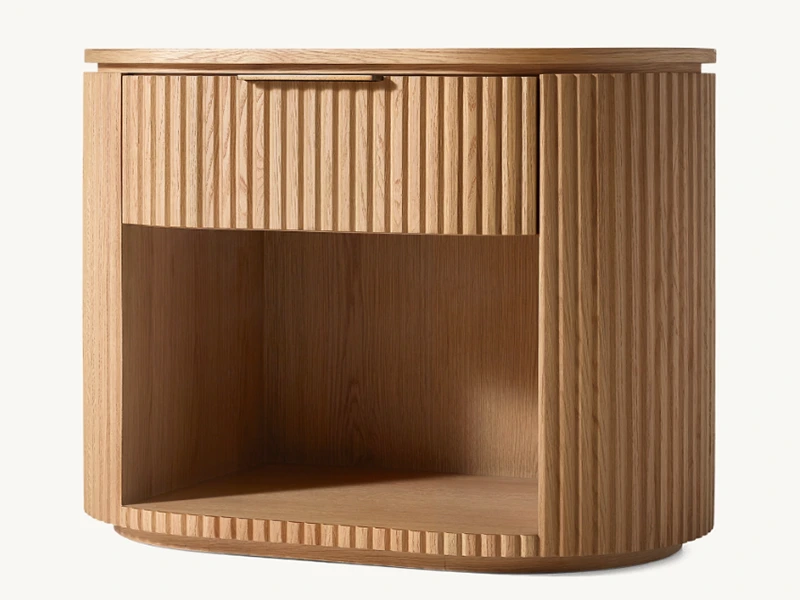 Wholesale Bedroom European White Oak Nightstand Faddish Smart Nightstand With Side-grooved 1