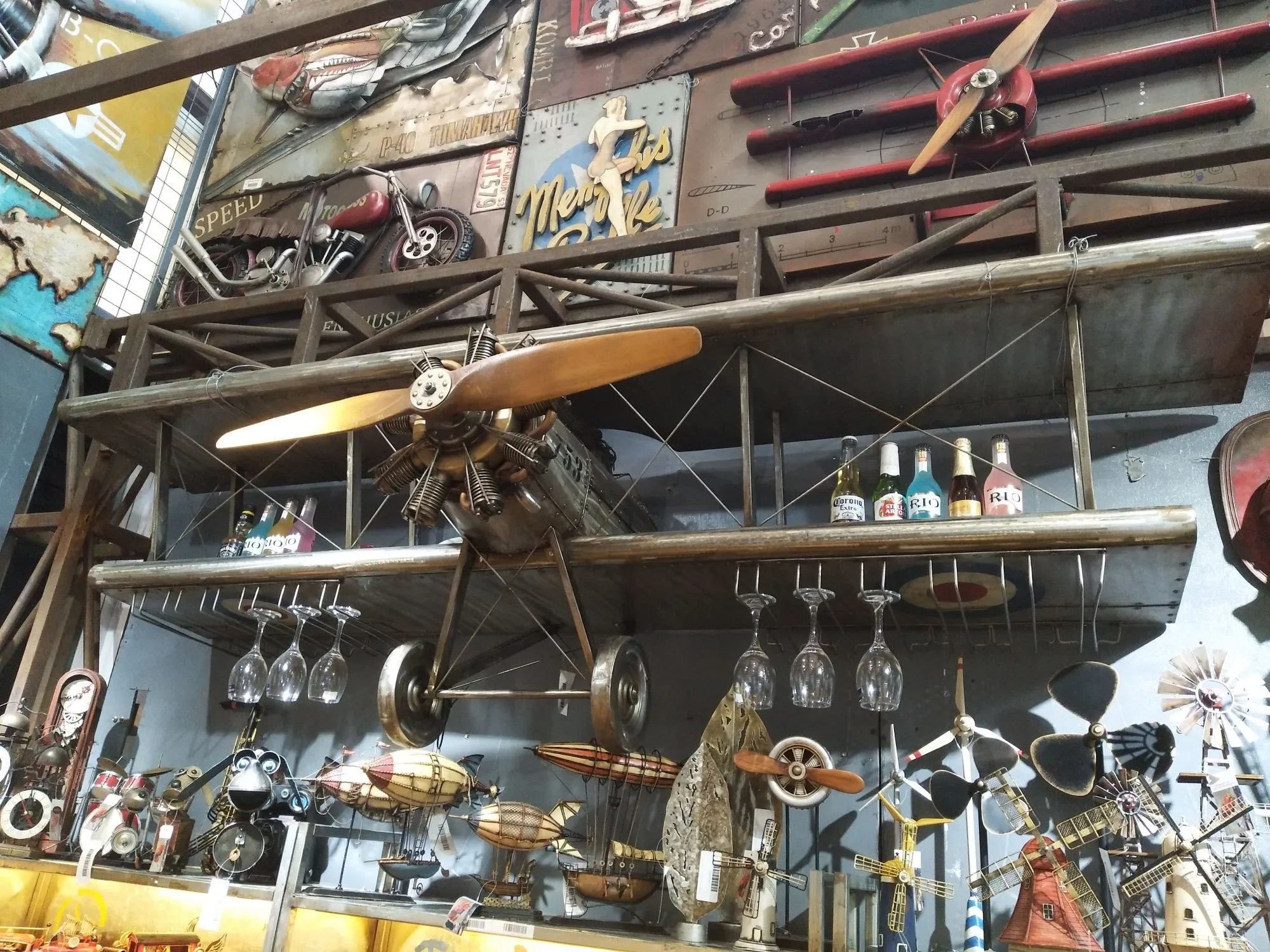 Brassy retro helicopter industrial styling decorations 1