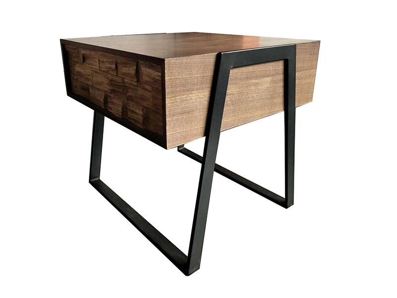 Bronze Metal Frame Wood Side Table Living Room Furniture 1