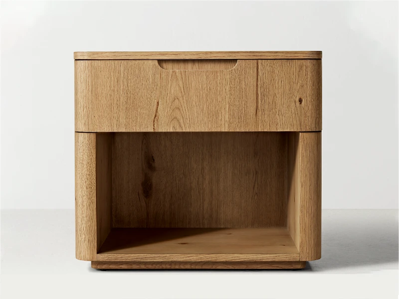 Faddish Luxury Madero Oak Wooden Nightstand Custom Size Nightstand With Groove1 1