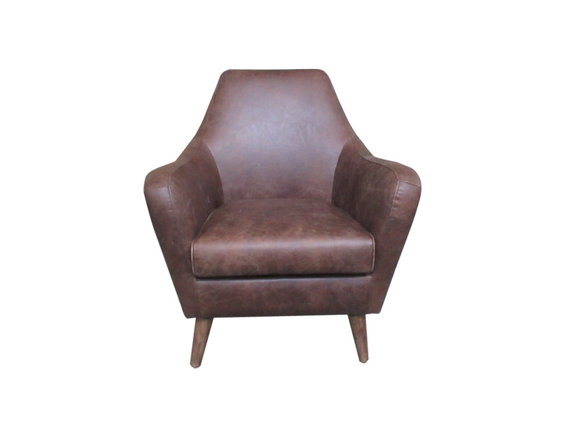 Vintage Brown Leather Dining Chair With Armrest Use In Living Room Restaurant Office Cafe 1