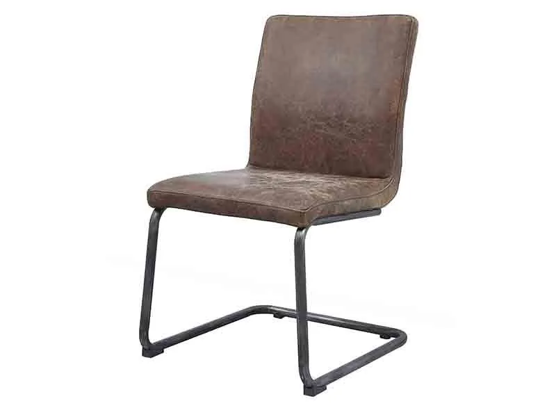 Antique Leather Iron Base Industrial Chair 1