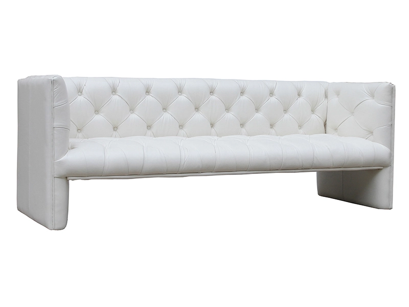 Tufted Top Grain White Leather Sofa Set 1