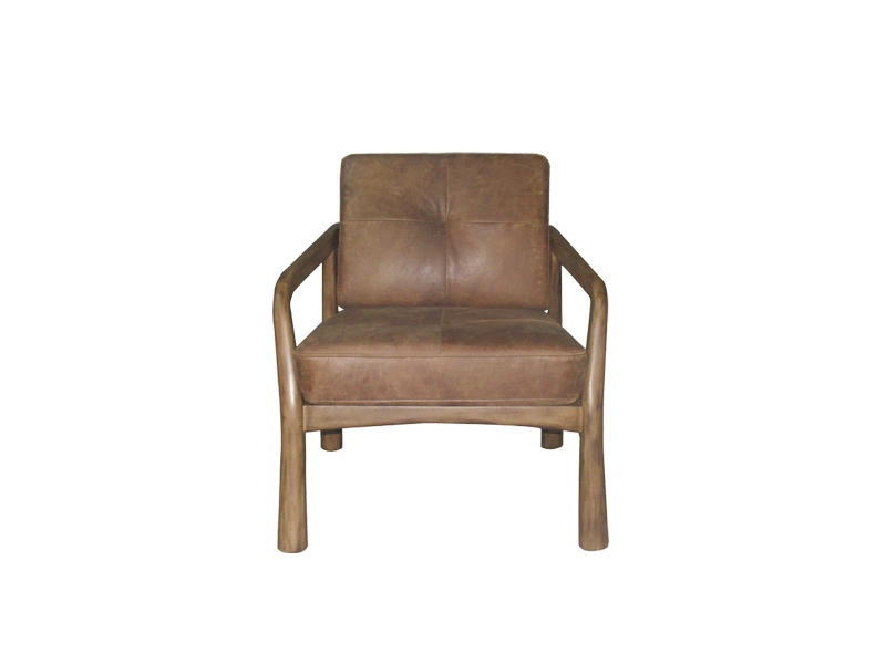 Oak Wood Dining Chair Retro Vintage Leather Seat Use In Kitchen Lobby Coffee Shop 1