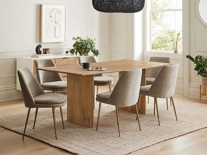 Natural Color Solid Wooden Dining Table Modern Substantial Dining Table with Graceful Lines 1