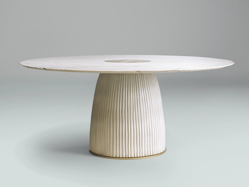 2020 Top Luxury Soft Parcel Hotel Restaurant Round Marble Dining Table With Turntable 1