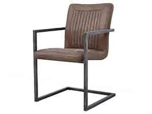 Metal Base Antique Tan Leather Chair 1