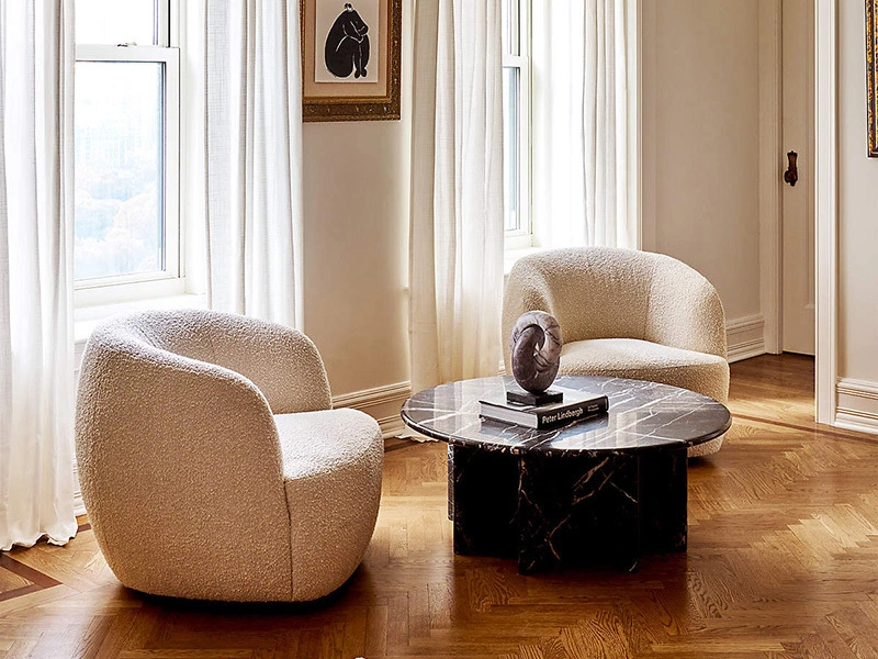 GWYNETH IVORY BOUCLE SWIVEL CHAIR BY GOOP1 1