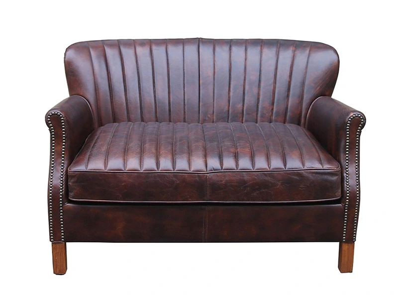 Distressed Tan Leather Couch For Sale 1