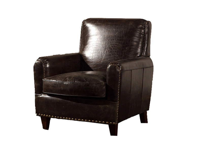 Camel Back Antique Black Leather Armchair 1